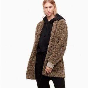 WILFRED FREE  Grete Luxe Fuzzy Jacket. Colour is a khaki olive green. Large